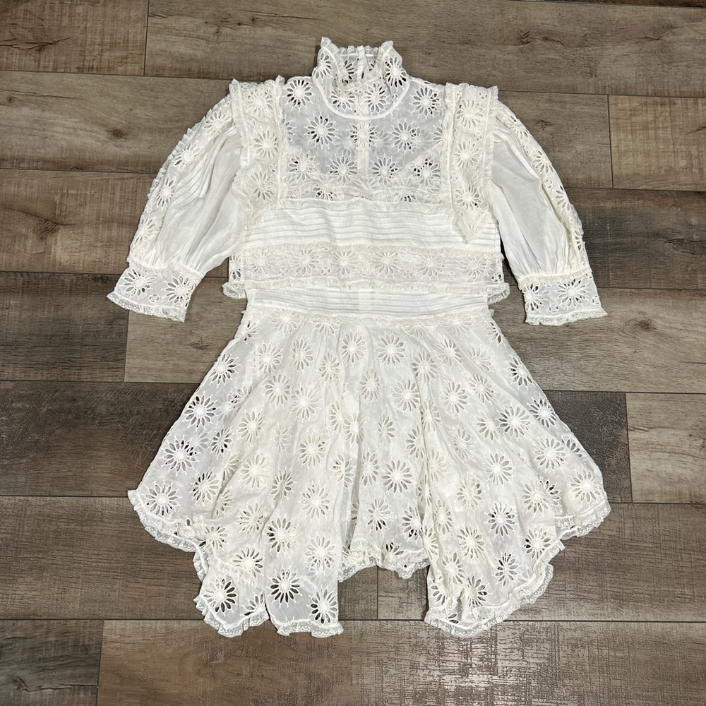 Isabel Marant Dysart silk blend broderie anglaise dress in off white - Picture 2 of 8